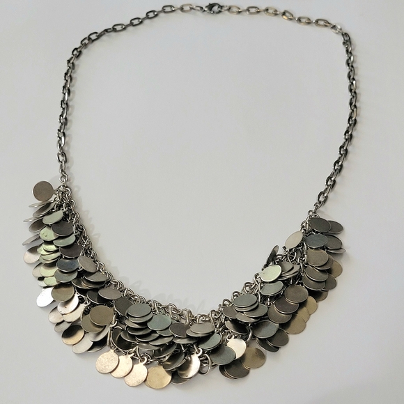 Elegant Silver and Gold Disc Necklace - Picture 4 of 5
